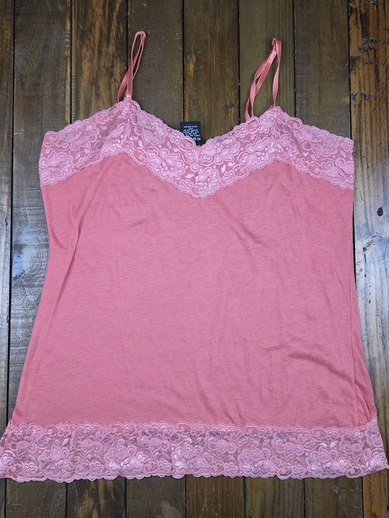 Vanity Tops - Womens Vintage Coral Coloral Lace Trim Camisole Size 2XL Adjustable Straps